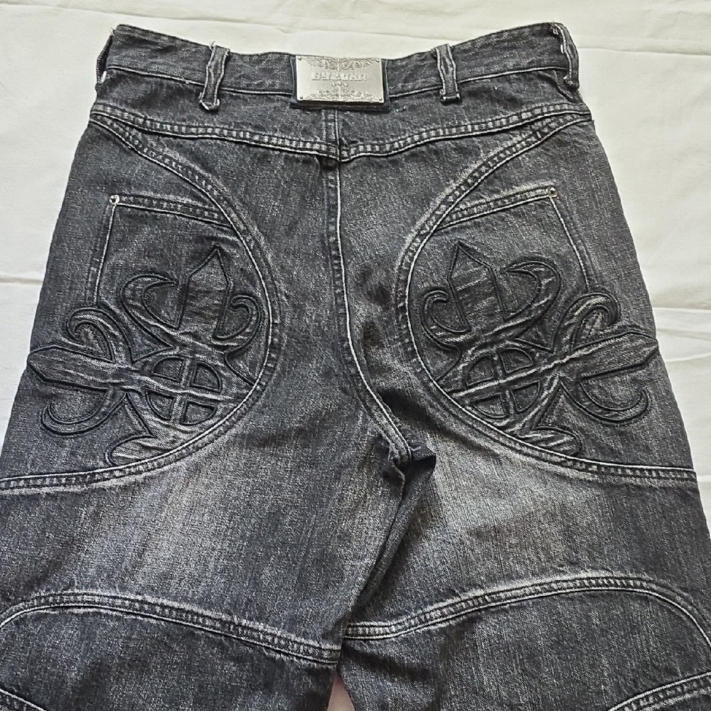 Men's Black Wide-Leg Jeans - Picture 8 of 12